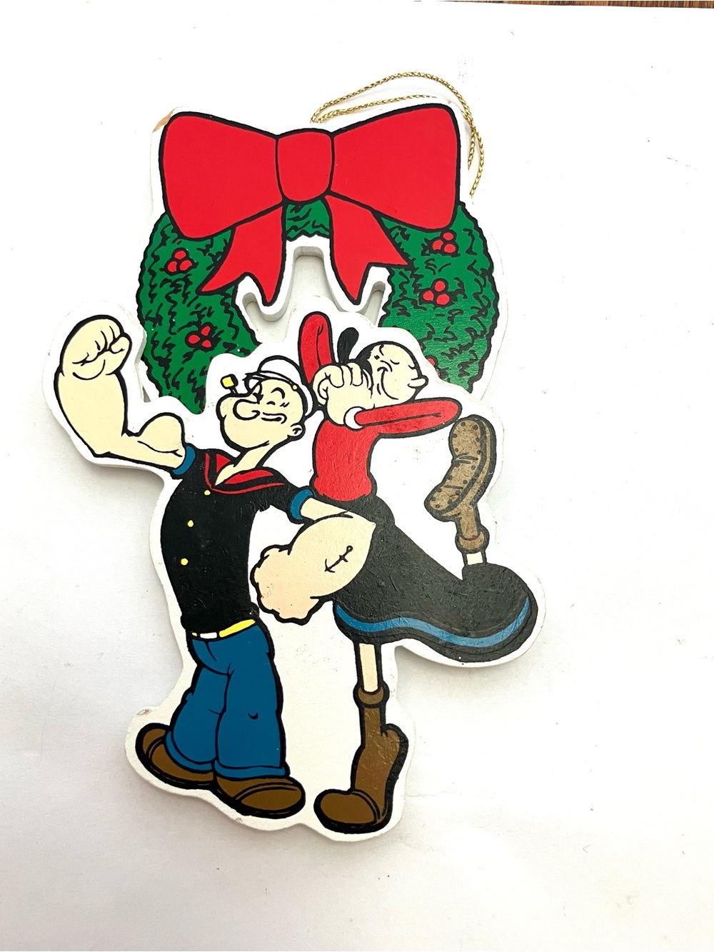 1988 Popeye & Olive Oyl Wooden Ornament King Features Syndicate Hearst Corp